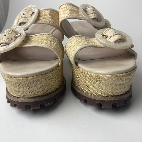 Schutz sandals 10.5 B Platform bella Rafia nude natural Slides Espadrille - Picture 3 of 13